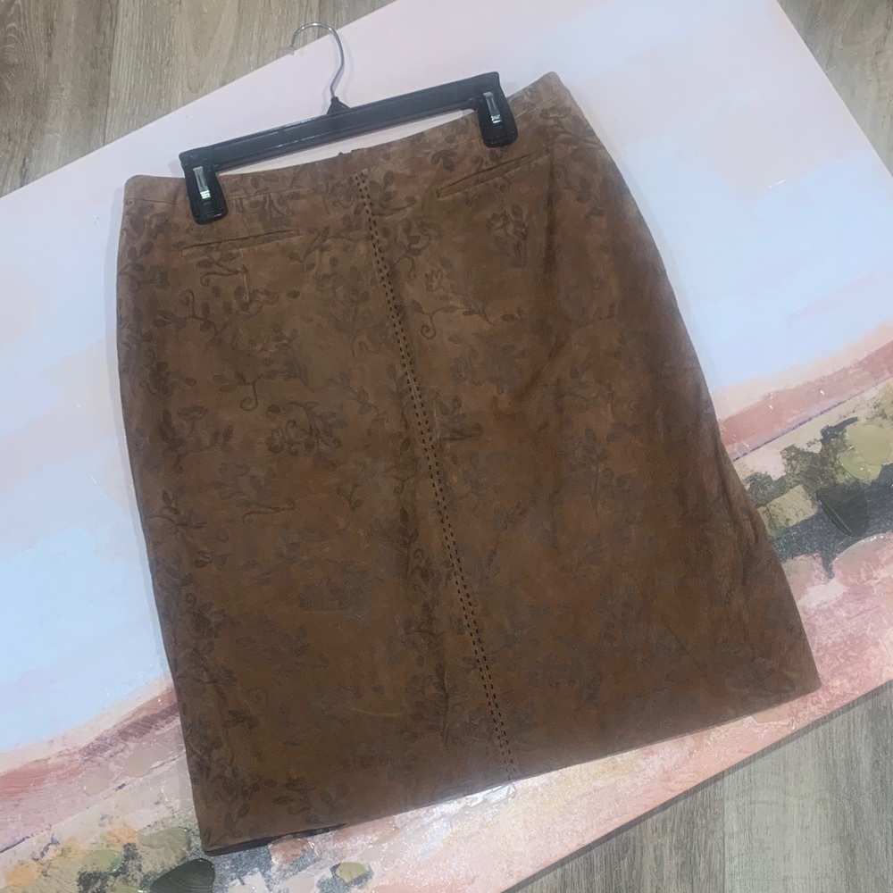 Tyler Boe Brown Floral Pencil Skirt
